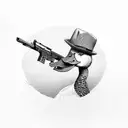 duck with fedora and a gun tattoo design idea