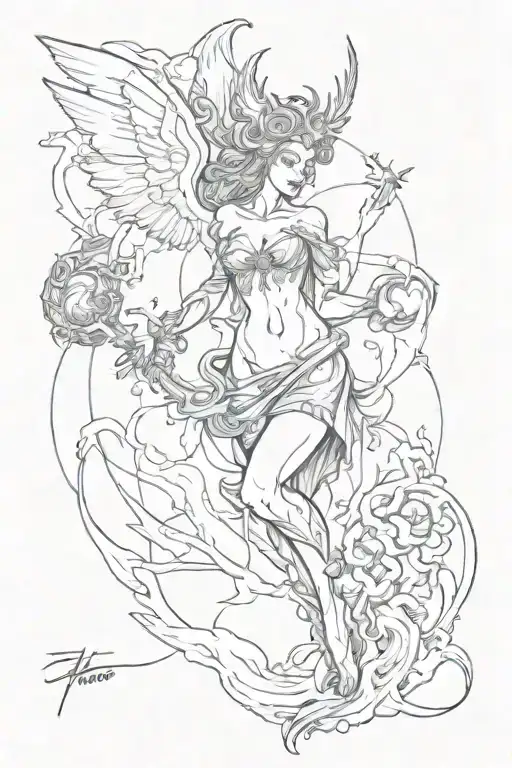between self-exposure and concealmet; eros as the main object of greed; lack, impulse of unification, devastation. tattoo design idea