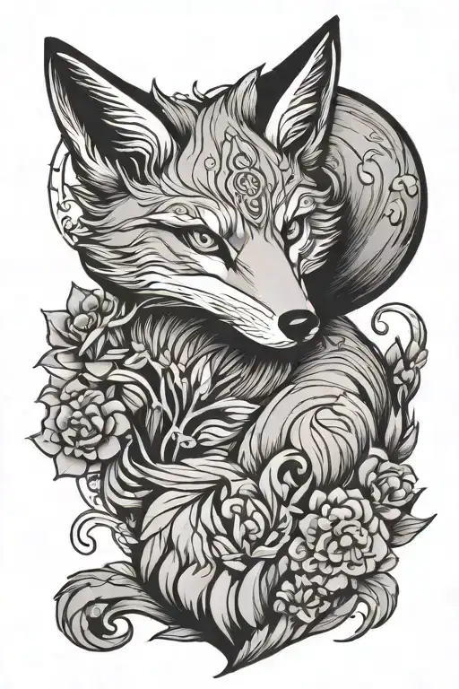 kitsune fox tattoo design idea