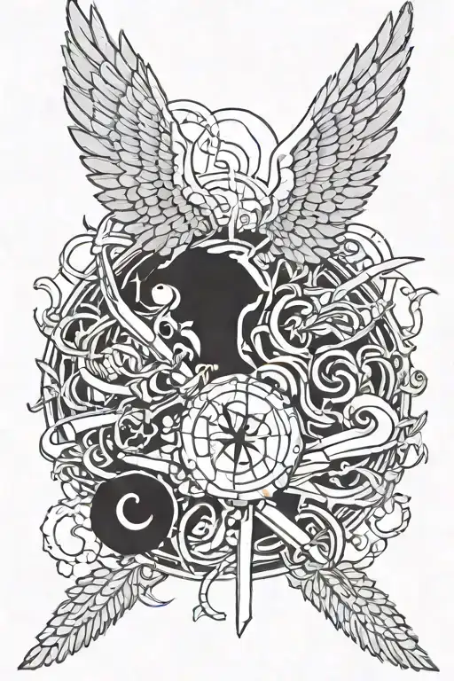 Broken sword with wings. In the broken pieces make it say gods got this.  tattoo design idea