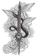 Broken sword with wings on the sides spine tattoo. In the broken pieces make it say gods got this.  tattoo design idea