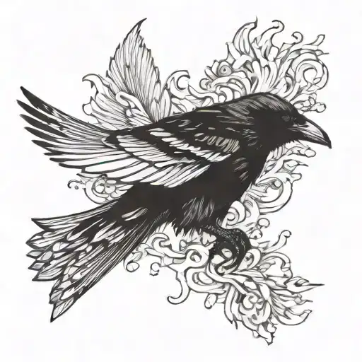 diving crow tattoo design idea