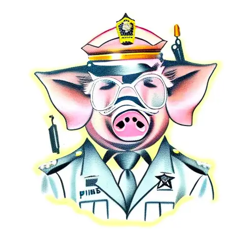 pig cop on a spit tattoo design idea
