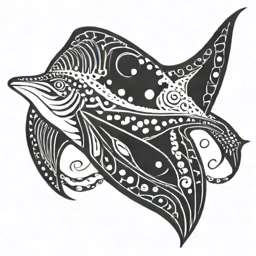 spotted eagle ray swimming tattoo design idea