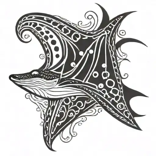 spotted eagle ray swimming tattoo design idea