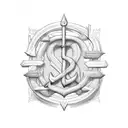 S L initial with anchor design  tattoo design idea