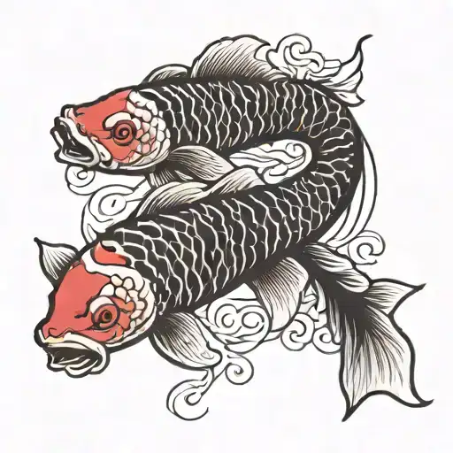 koi carp red and black tattoo design idea