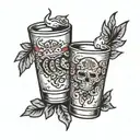 two shot glass tattoo design idea