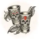 two shot glass tattoo design idea