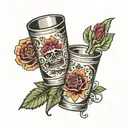 two shot glass tattoo design idea