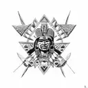aztec mural , warrior , dead chief kissing, walls , pyramid cougar princess,  powerful , culture tattoo design idea