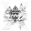 aztec mural , warrior , dead chief kissing, walls , pyramid cougar princess,  powerful , culture tattoo design idea