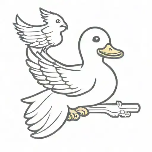 rubber duck holding a desert eagle tattoo design idea