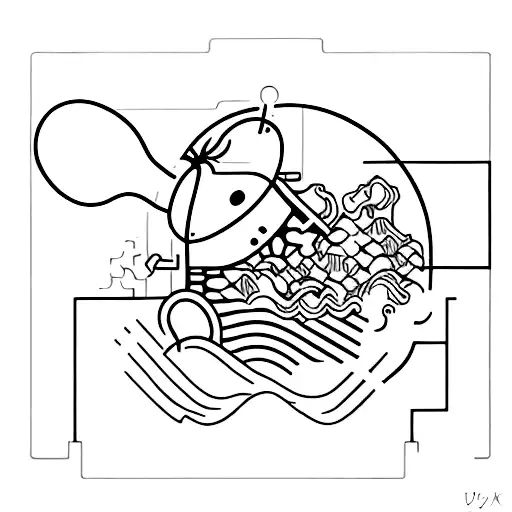 A coffee mug and a computer mouse intertwined to form a unique design tattoo design idea