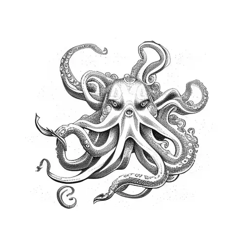Poseidon riding a giant octopus tattoo design idea