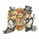 two boys in lolita fashion bartending  tattoo design idea