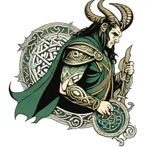 loki norse mythology tattoo design idea