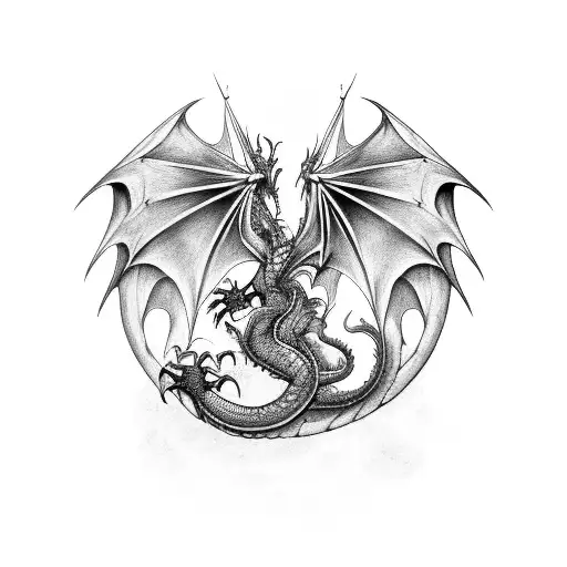 Dragon whith the ramus  tattoo design idea