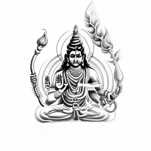 band tattoo of god shiva with Kedarnath temple and written on it  tattoo design idea