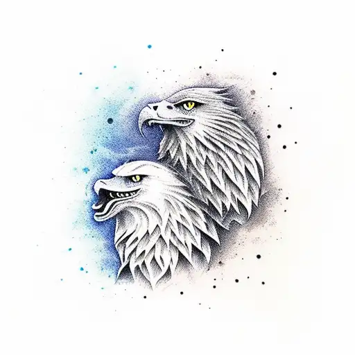 wolf  and eagle hungry   tattoo design idea