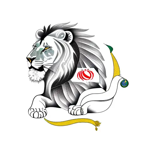 Iranian lion and Iran symbols and Farsi  tattoo design idea
