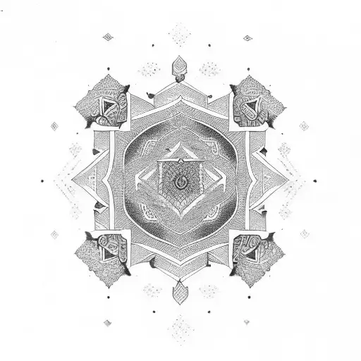 Iranian symbols and Farsi letters tattoo design idea