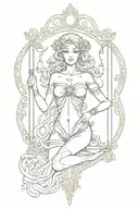 tarrot card Goddess Libra symbol intertwined tattoo design idea