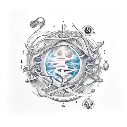 aquarius, libra and cancer  tattoo design idea