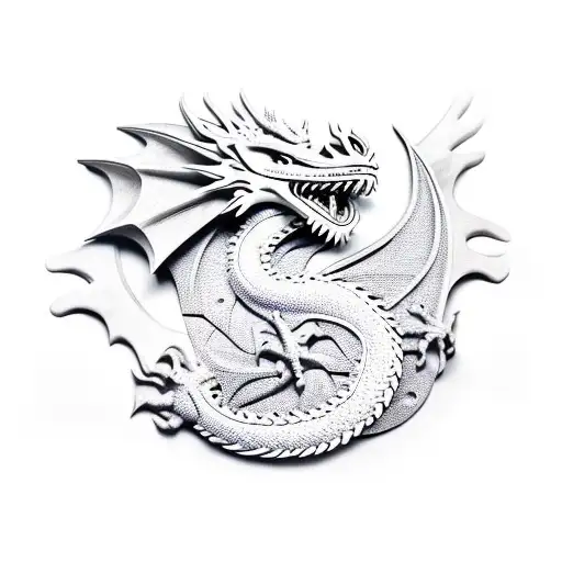 A dragon carving a wooden sculpture tattoo design idea