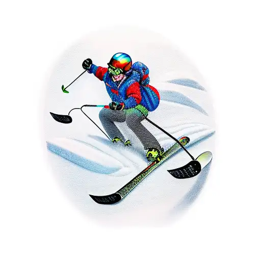 Combine skiing and Jeff Koons' iconic sculptures in a tattoo concept tattoo design idea