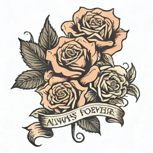 Roses with the words Always and forever tattoo design idea