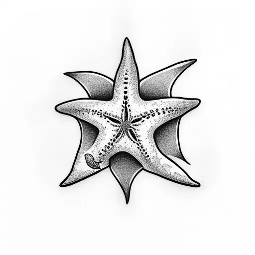 surfboard tatoo with a starfish a flower and a lightning tattoo design idea