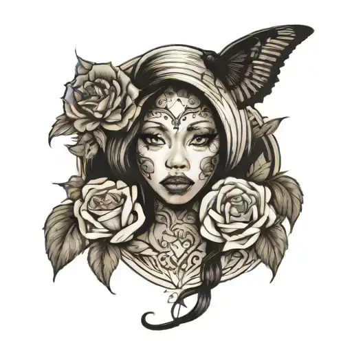 black female still growing no face  tattoo design idea