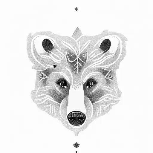 Pine Tree 3 litle bears in the middle tattoo design idea