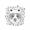 Pine Tree 3 litle bears in the middle tattoo design idea