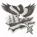 osprey bird flying over the bluenose tattoo design idea