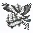 osprey bird flying over the bluenose tattoo design idea