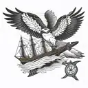 osprey bird flying over the bluenose tattoo design idea
