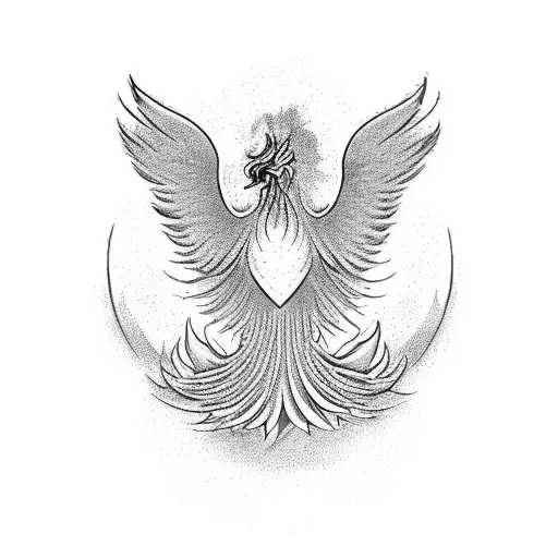 A phoenix rising from the ashes, symbolizing resilience and growth, with elements of travel and entrepreneurship integrated into the design tattoo design idea