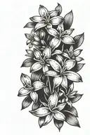 A minimalistic yet detailed frangipani flower tattoo design, focusing on clean lines and subtle shading. tattoo design idea