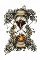 broken hour glass black hole tattoo design idea