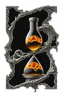 hour glass black hole eating star tattoo design idea