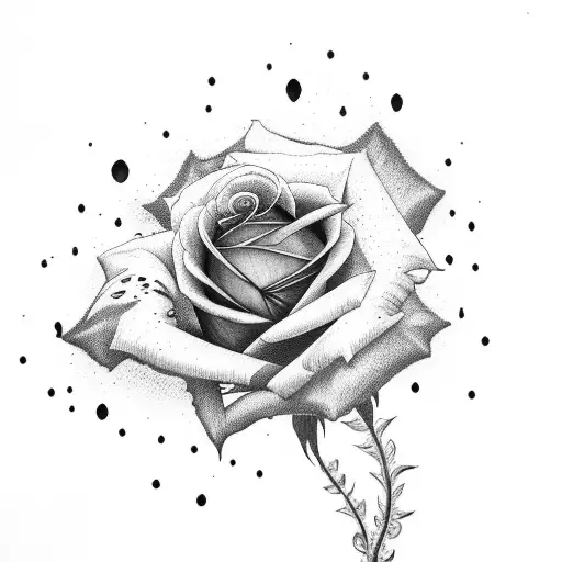Rose with blood dripping down the Stem tattoo design idea