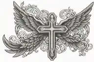 cross with wings holding tattoo design idea