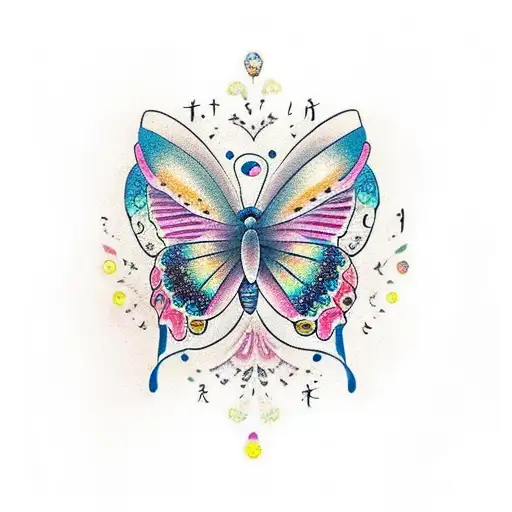 a butterfly with details of it flying with sparkles and a sensation of movement tattoo design idea