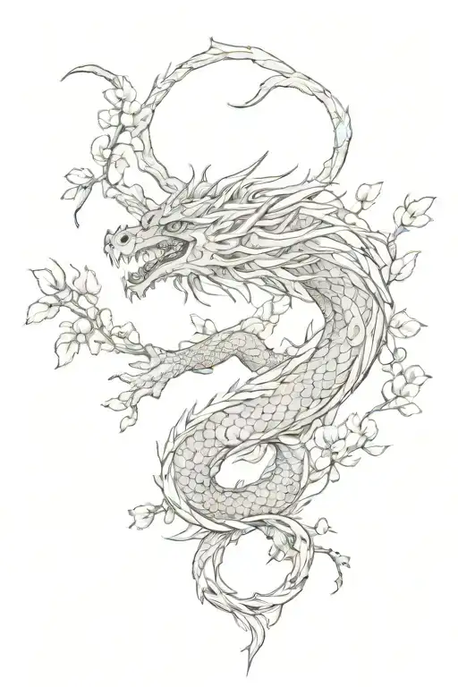 dragon wrapped around sakura branch spine tattoo tattoo design idea