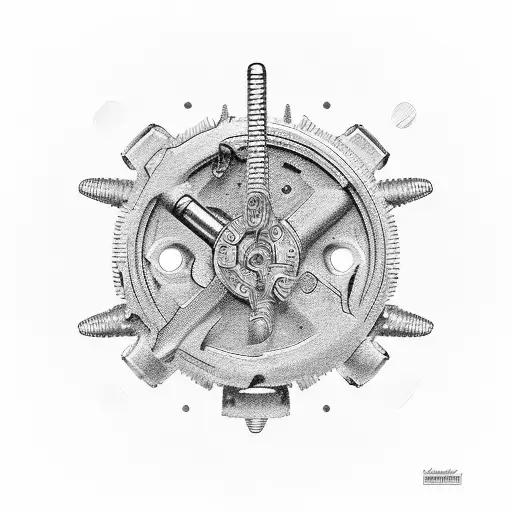 guns 1911 ar-15 gears metal tattoo design idea