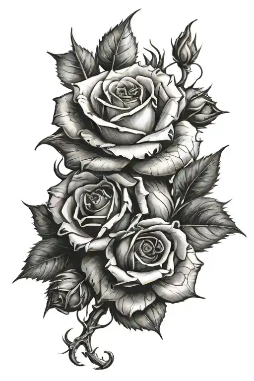 thorns with rose tattoo design idea