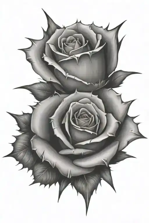 rose spiky tattoo design idea