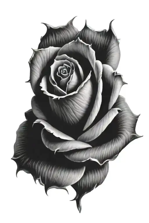 spike rose tattoo design idea